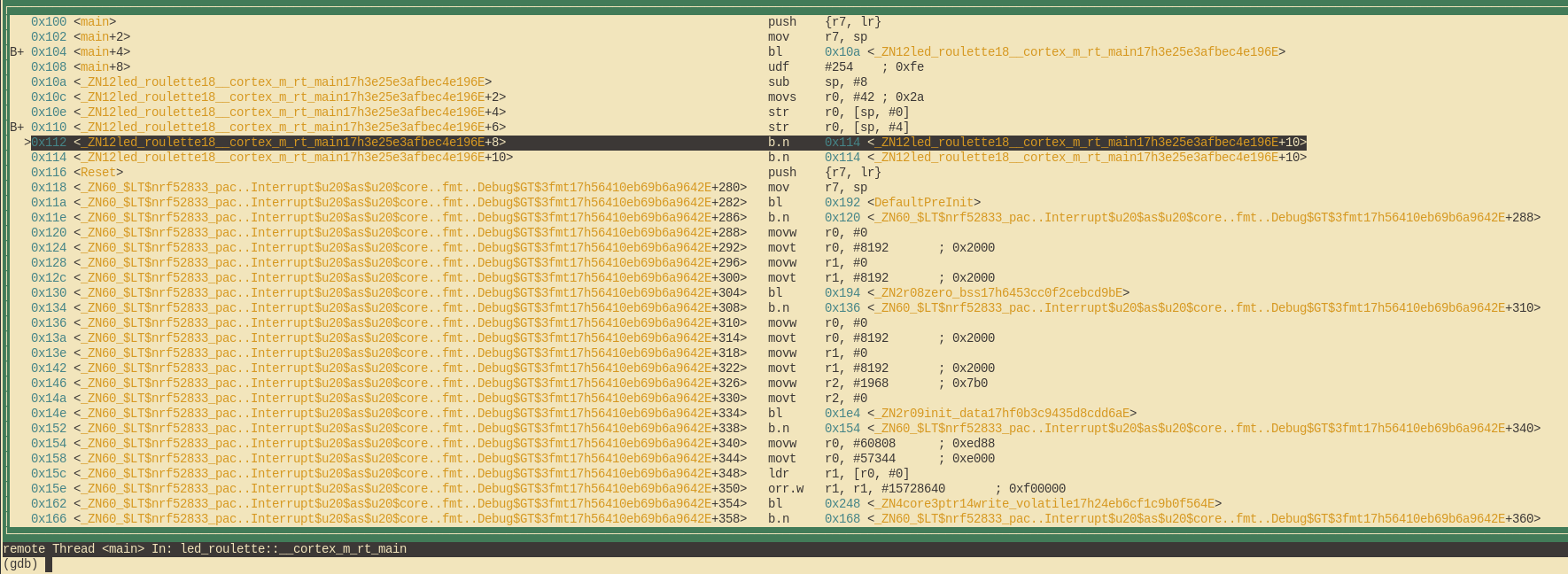 GDB 逆アセンブル GDB セッション