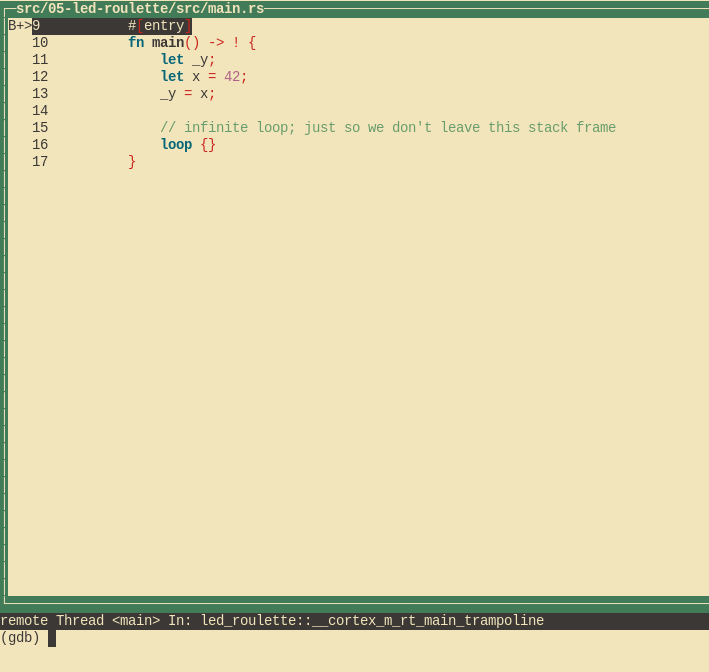 GDB TUI GDB セッション